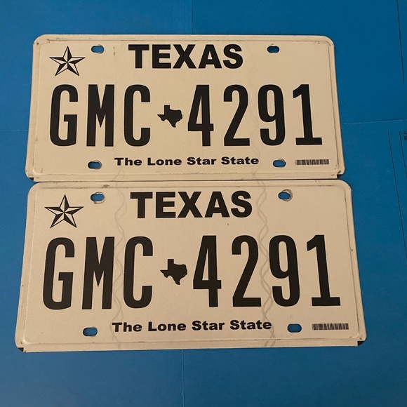 TEXAS USA LONE STAR STANDARD LICENSE PLATE PAIR [GMC 4291] - Picture 1 of 2